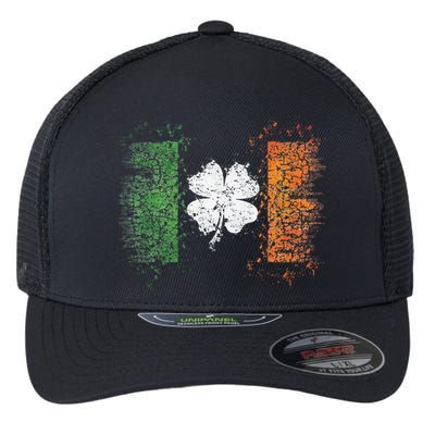 Irish Flag Distressed Shamrock ST Patrick's Day Flexfit Unipanel Trucker Cap