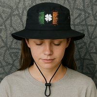 Irish Flag Distressed Shamrock ST Patrick's Day Bucket Hat