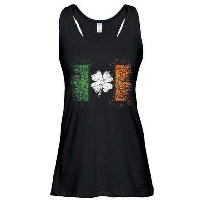 Irish Flag Distressed Shamrock ST Patrick's Day Ladies Essential Flowy Tank
