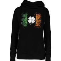 Irish Flag Distressed Shamrock ST Patrick's Day Womens Funnel Neck Pullover Hood