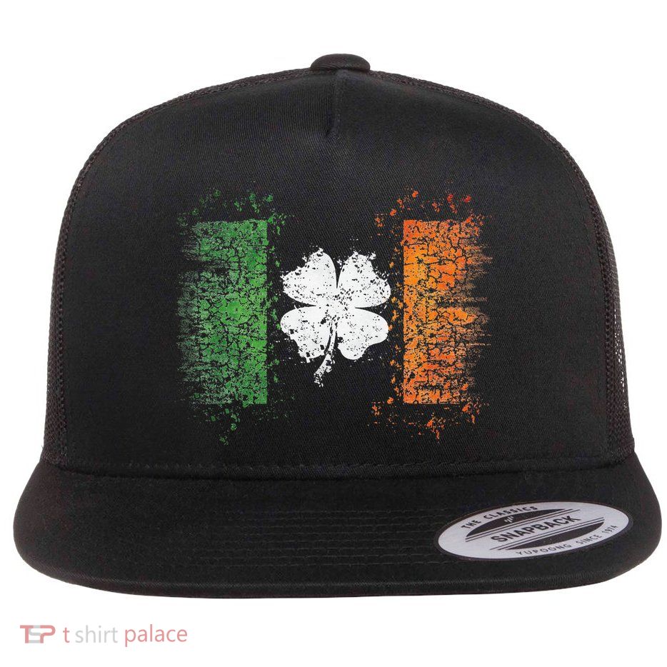 Irish Flag Distressed Shamrock ST Patrick's Day Flatbill Hat