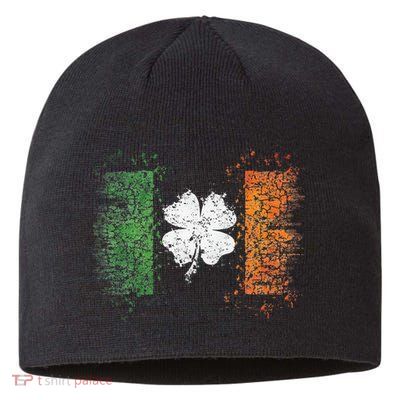 Irish Flag Distressed Shamrock ST Patrick's Day Sustainable Beanie