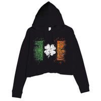 Irish Flag Distressed Shamrock ST Patrick's Day Crop Fleece Hoodie
