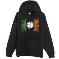 Irish Flag Distressed Shamrock ST Patrick's Day Premium Pullover Hoodie
