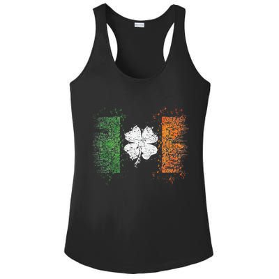 Irish Flag Distressed Shamrock ST Patrick's Day Ladies PosiCharge Competitor Racerback Tank