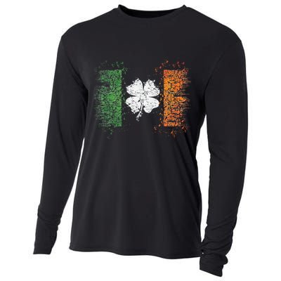 Irish Flag Distressed Shamrock ST Patrick's Day Cooling Performance Long Sleeve Crew