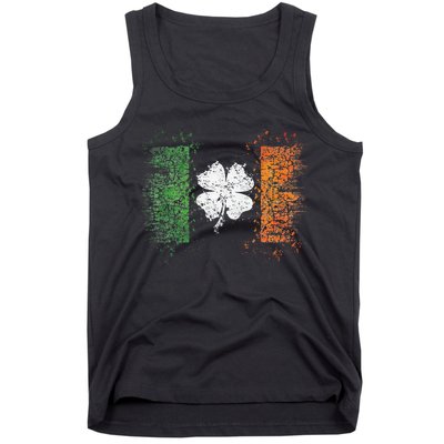 Irish Flag Distressed Shamrock ST Patrick's Day Tank Top