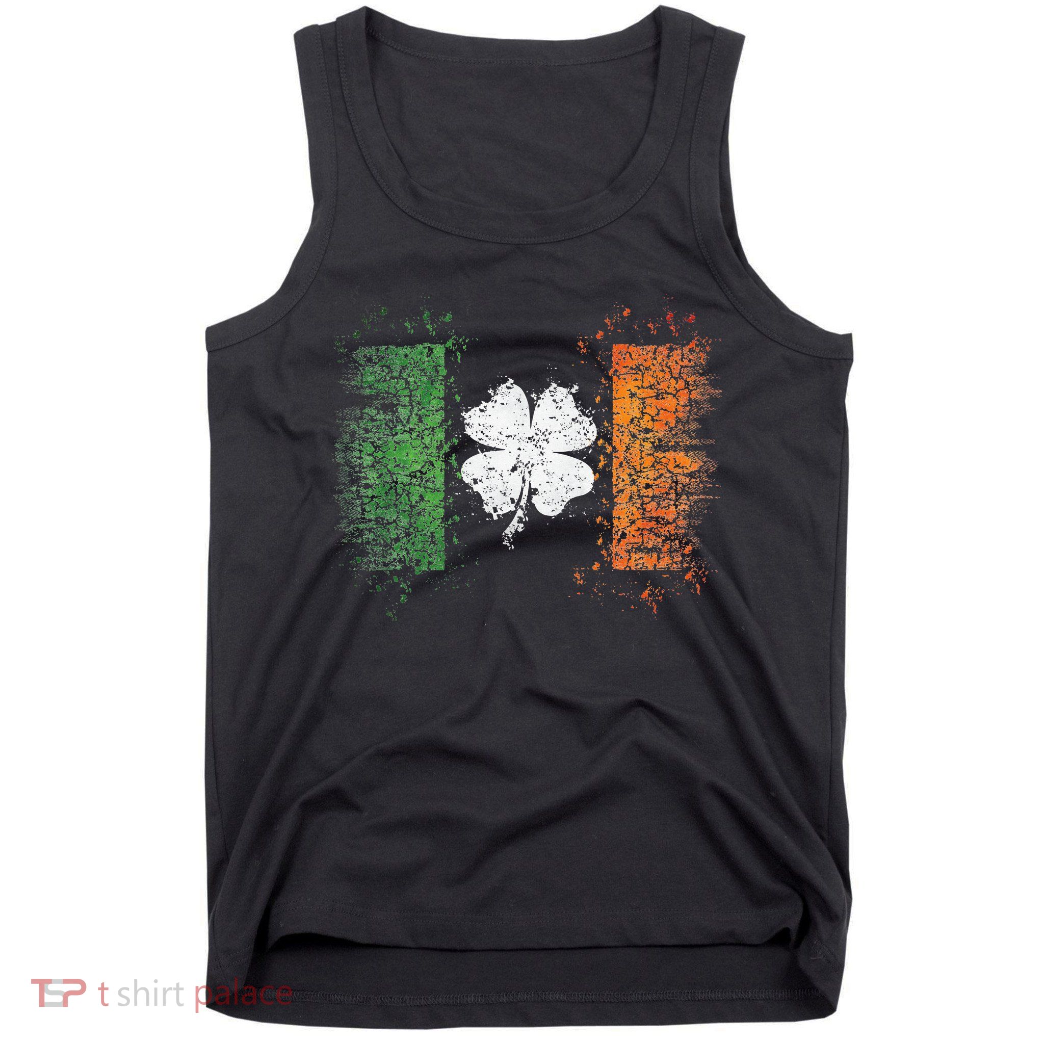 Irish Flag Distressed Shamrock ST Patrick's Day Tank Top