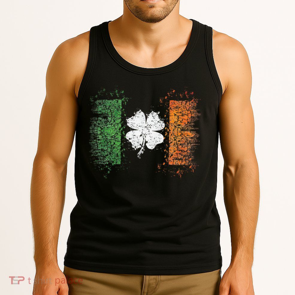 Irish Flag Distressed Shamrock ST Patrick's Day Tank Top