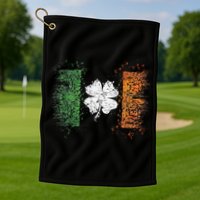 Irish Flag Distressed Shamrock ST Patrick's Day Golf Towel
