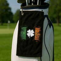 Irish Flag Distressed Shamrock ST Patrick's Day Golf Towel