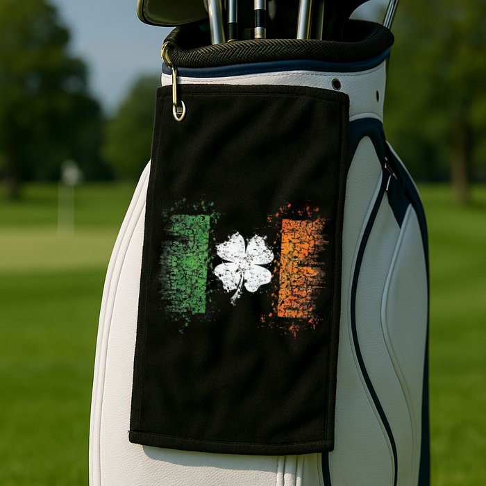 Irish Flag Distressed Shamrock ST Patrick's Day Golf Towel