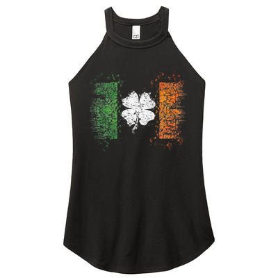 Irish Flag Distressed Shamrock ST Patrick's Day Women's Perfect Tri Rocker Tank