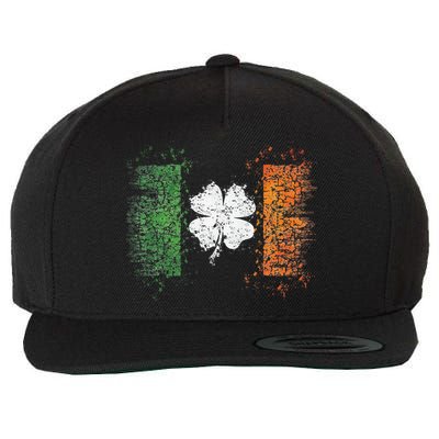 Irish Flag Distressed Shamrock ST Patrick's Day Wool Snapback Cap