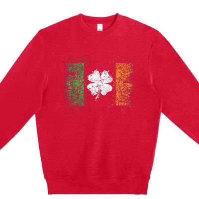 Irish Flag Distressed Shamrock ST Patrick's Day Premium Crewneck Sweatshirt