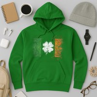 Irish Flag Distressed Shamrock ST Patrick's Day Hoodie