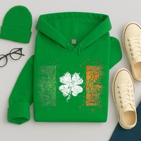 Irish Flag Distressed Shamrock ST Patrick's Day Hoodie