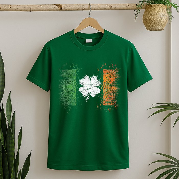 Irish Flag Distressed Shamrock ST Patrick's Day T-Shirt