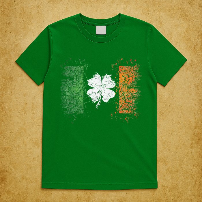 Irish Flag Distressed Shamrock ST Patrick's Day T-Shirt