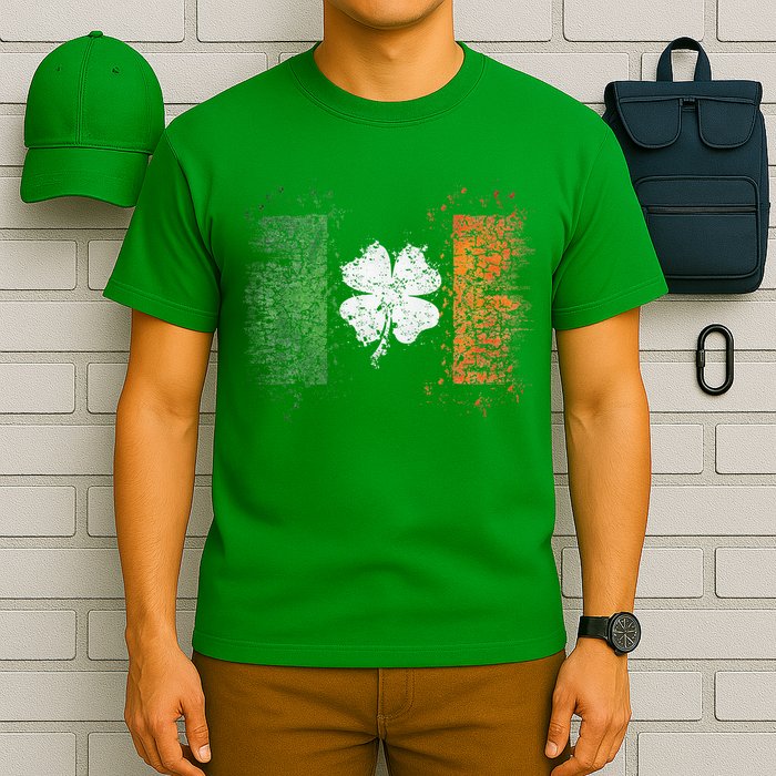 Irish Flag Distressed Shamrock ST Patrick's Day T-Shirt