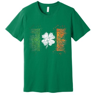 Irish Flag Distressed Shamrock ST Patrick's Day Premium T-Shirt