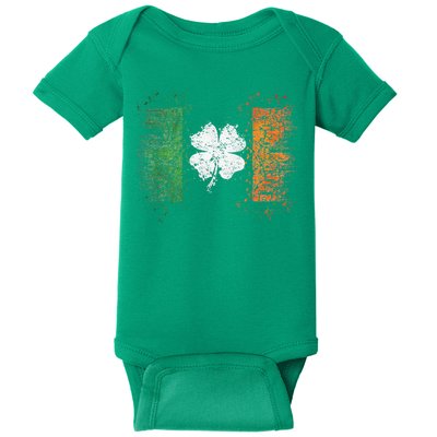Irish Flag Distressed Shamrock ST Patrick's Day Baby Bodysuit