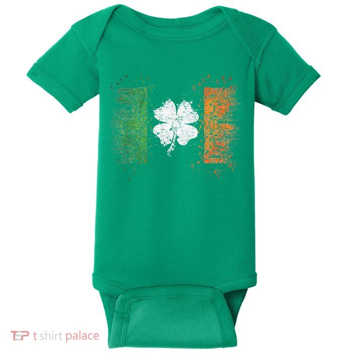 Irish Flag Distressed Shamrock ST Patrick's Day Baby Bodysuit