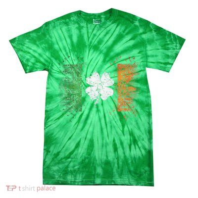 Irish Flag Distressed Shamrock ST Patrick's Day Tie-Dye T-Shirt