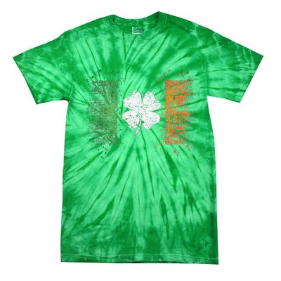 Irish Flag Distressed Shamrock ST Patrick's Day Tie-Dye T-Shirt