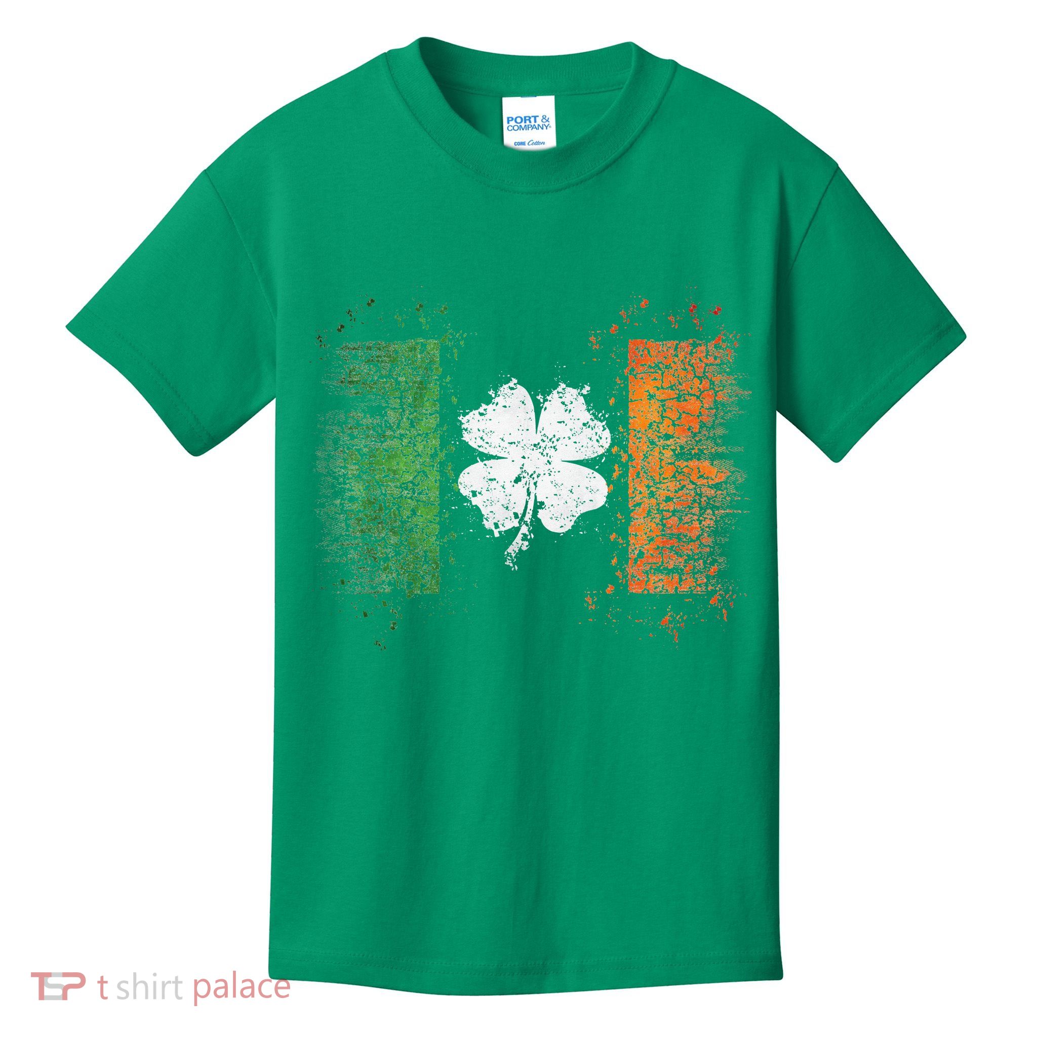 Irish Flag Distressed Shamrock ST Patrick's Day Kids T-Shirt