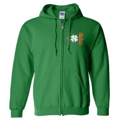 Irish Flag Distressed Shamrock ST Patrick's Day Full Zip Hoodie