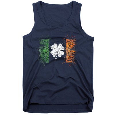 Irish Flag Distressed Shamrock ST Patrick's Day Tank Top