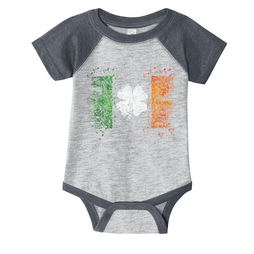 Irish Flag Distressed Shamrock ST Patrick's Day Infant Baby Jersey Bodysuit