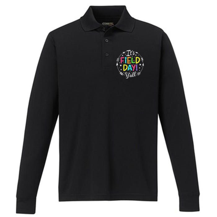 Its Field Day Y'all Teacher Student Performance Long Sleeve Polo