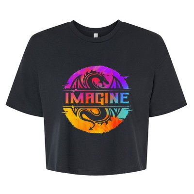 Imagine Fantasy Dragon Retro Tribal animal Bella+Canvas Jersey Crop Tee