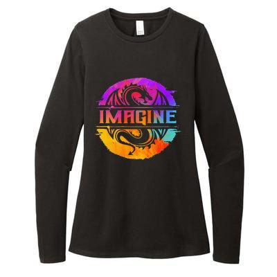 Imagine Fantasy Dragon Retro Tribal animal Womens CVC Long Sleeve Shirt