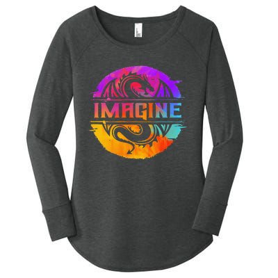 Imagine Fantasy Dragon Retro Tribal animal Women's Perfect Tri Tunic Long Sleeve Shirt