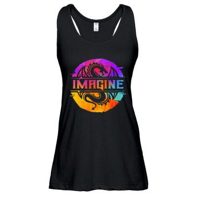 Imagine Fantasy Dragon Retro Tribal animal Ladies Essential Flowy Tank