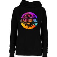 Imagine Fantasy Dragon Retro Tribal animal Womens Funnel Neck Pullover Hood