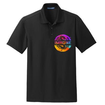 Imagine Fantasy Dragon Retro Tribal animal Dry Zone Grid Polo