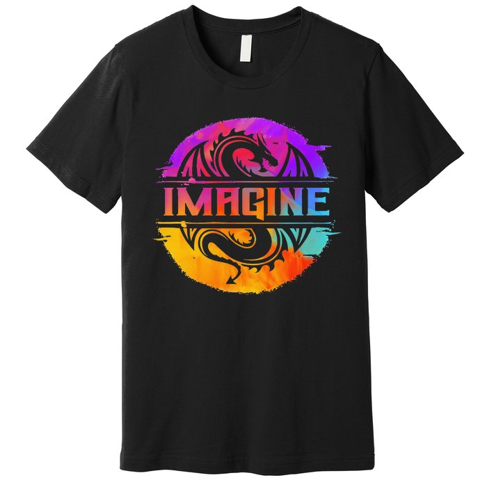 Imagine Fantasy Dragon Retro Tribal animal Premium T-Shirt