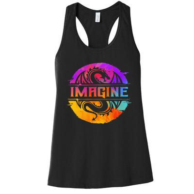 Imagine Fantasy Dragon Retro Tribal animal Women's Racerback Tank