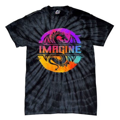 Imagine Fantasy Dragon Retro Tribal animal Tie-Dye T-Shirt