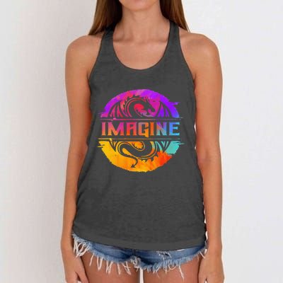 Imagine Fantasy Dragon Retro Tribal animal Women's Knotted Racerback Tank