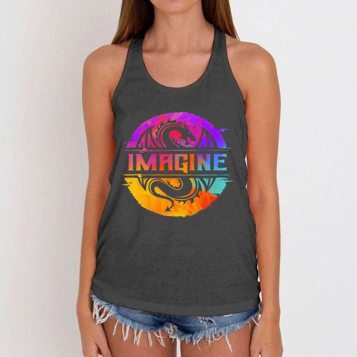 Imagine Fantasy Dragon Retro Tribal animal Women's Knotted Racerback Tank