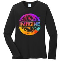 Imagine Fantasy Dragon Retro Tribal animal Ladies Long Sleeve Shirt