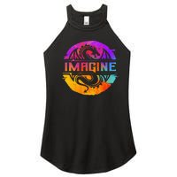 Imagine Fantasy Dragon Retro Tribal animal Women's Perfect Tri Rocker Tank