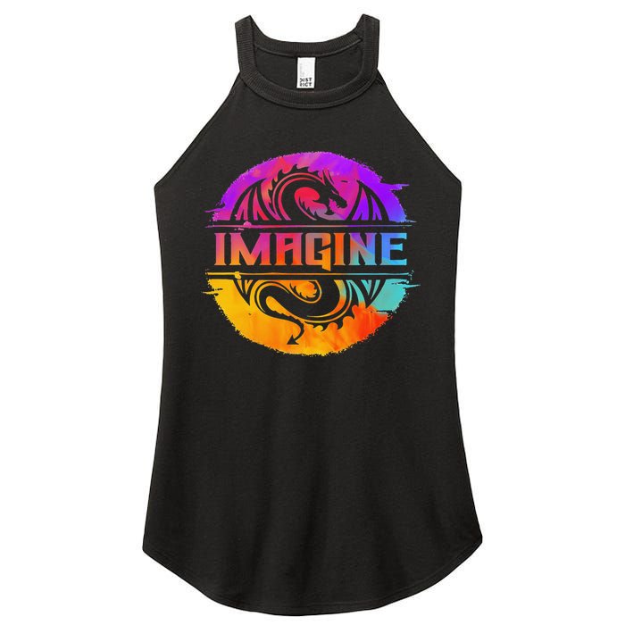 Imagine Fantasy Dragon Retro Tribal animal Women's Perfect Tri Rocker Tank