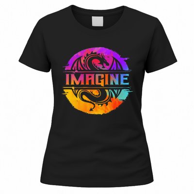 Imagine Fantasy Dragon Retro Tribal animal Women's T-Shirt