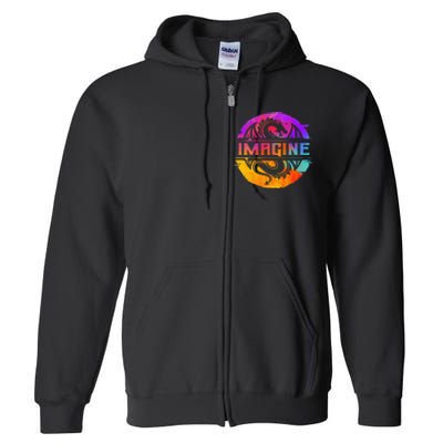 Imagine Fantasy Dragon Retro Tribal animal Full Zip Hoodie